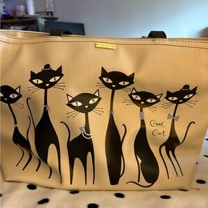 SOLD Kate Spade Large Jazz Things Up Cool Black Cat Kitty Francis Tote Purse Bag